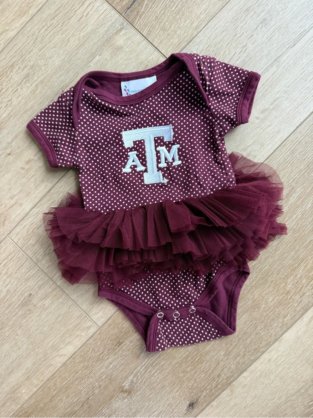 Texas A&M Maroon Polka Dot Tutu Baby Onesie
